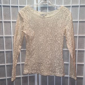 LAST MARKDOWN:EXPRESS TRICOT IVORY LACE TOP, size M, beautiful under suit jacket
